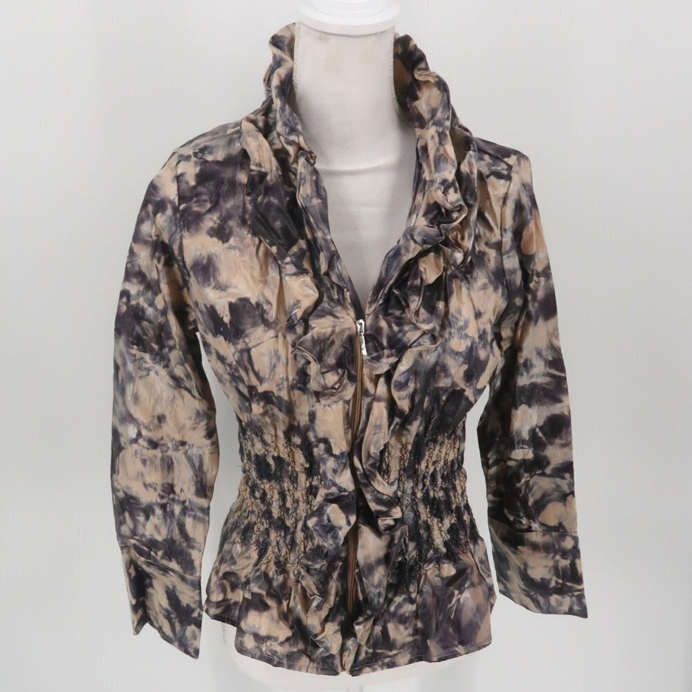 Jerry T Tie Dye Style Ruffled Jacket Size Small